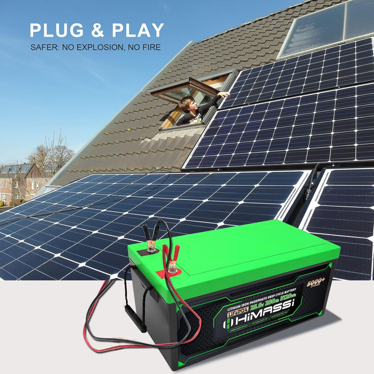 24V 200Ah LiFePO4 Deep Cycle Battery with 200A BMS X195