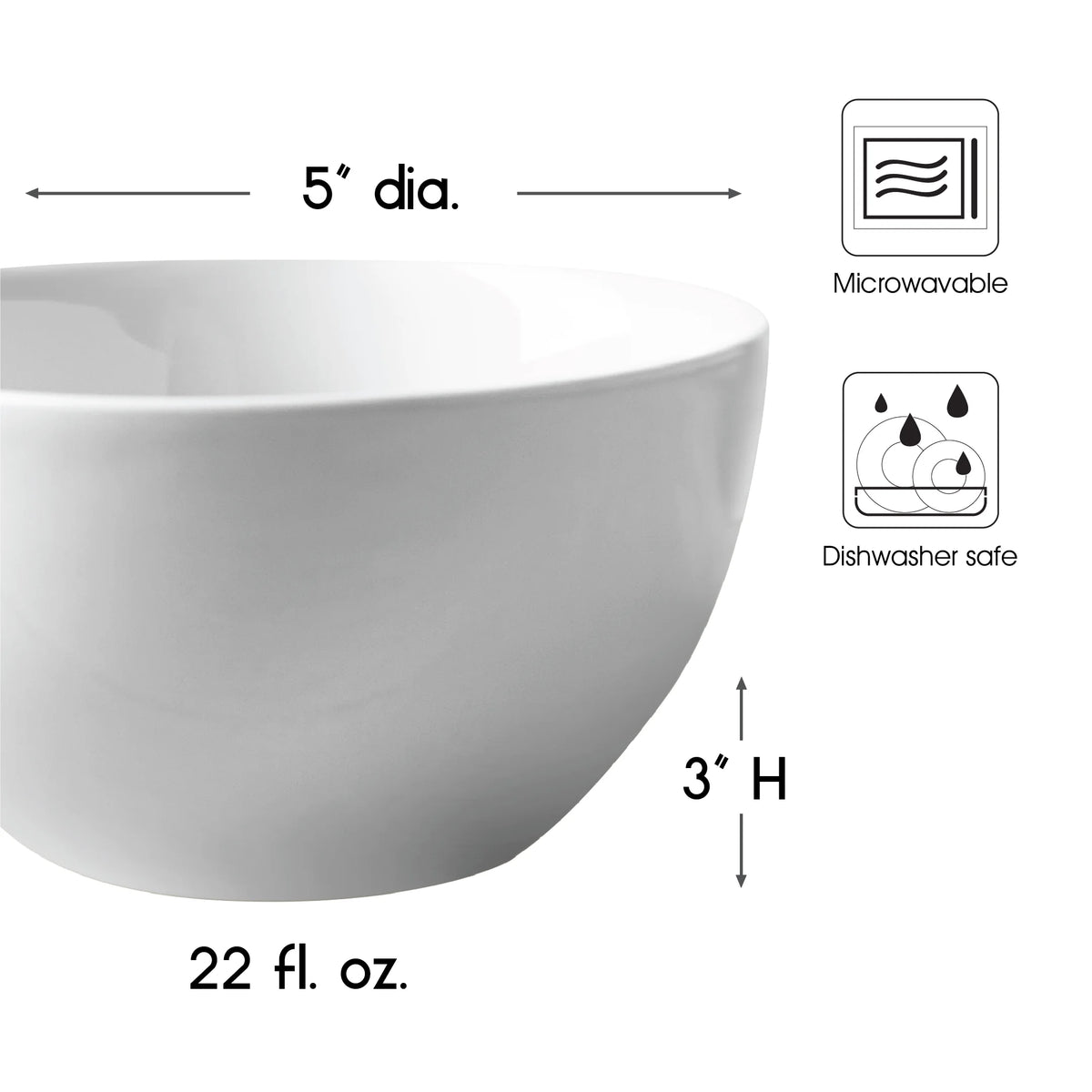 10 Pack White Ceramic 5.5" Cereal Bowls Set Q22477