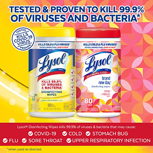 Lysol Disinfectant Wipes, Lemon and Lime Blossom, 80 Count (Pack of 3) X56475