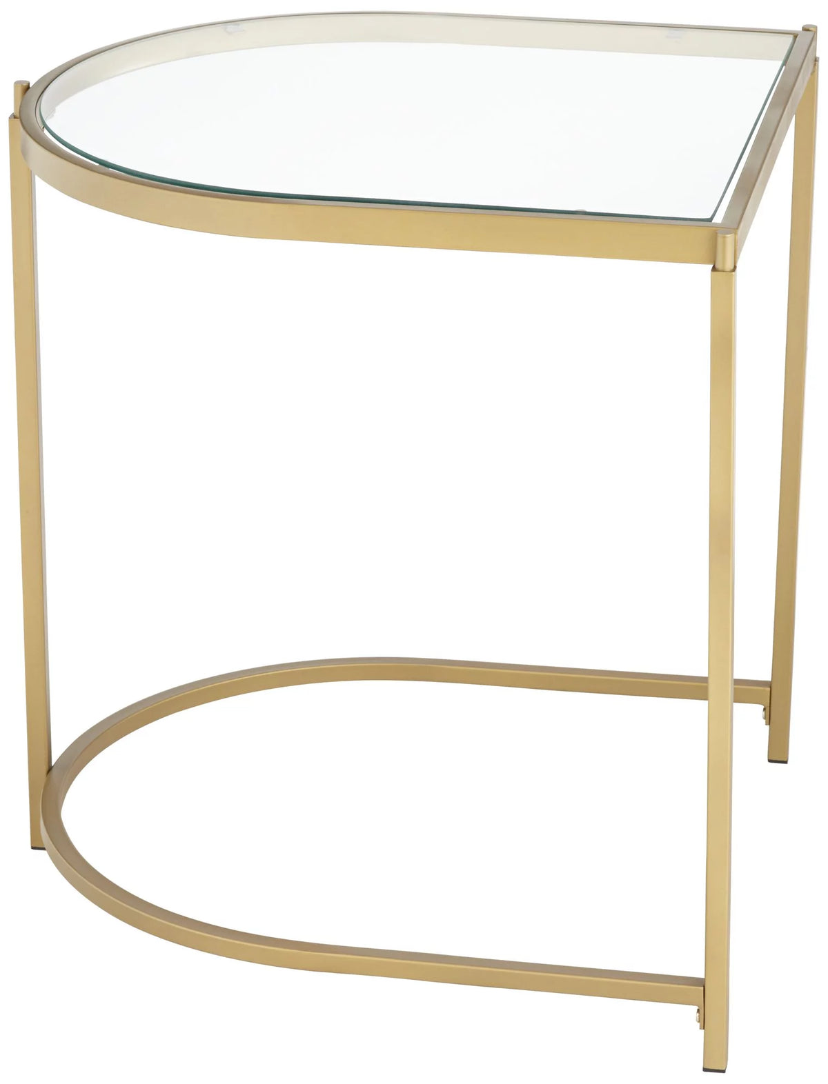 Modern Metal Nesting Tables Set of 2 Gold Clear Tempered Glass K27980