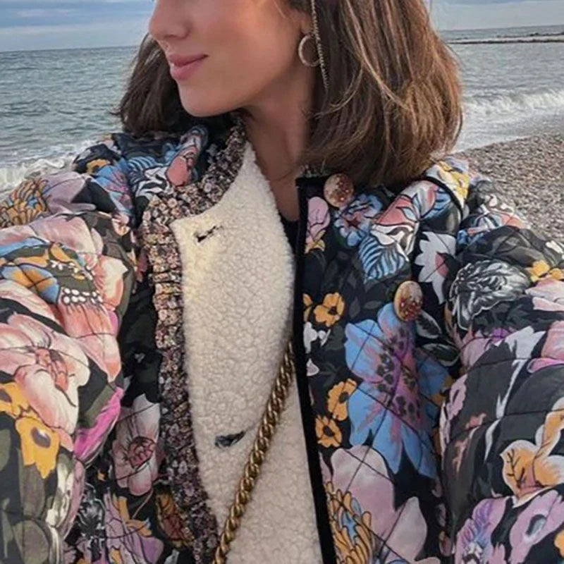 Quilted Floral Patchwork Bomber Jacket Z204