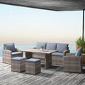 Light Brown Wicker Dining Table Set with Grey Cushion C165214