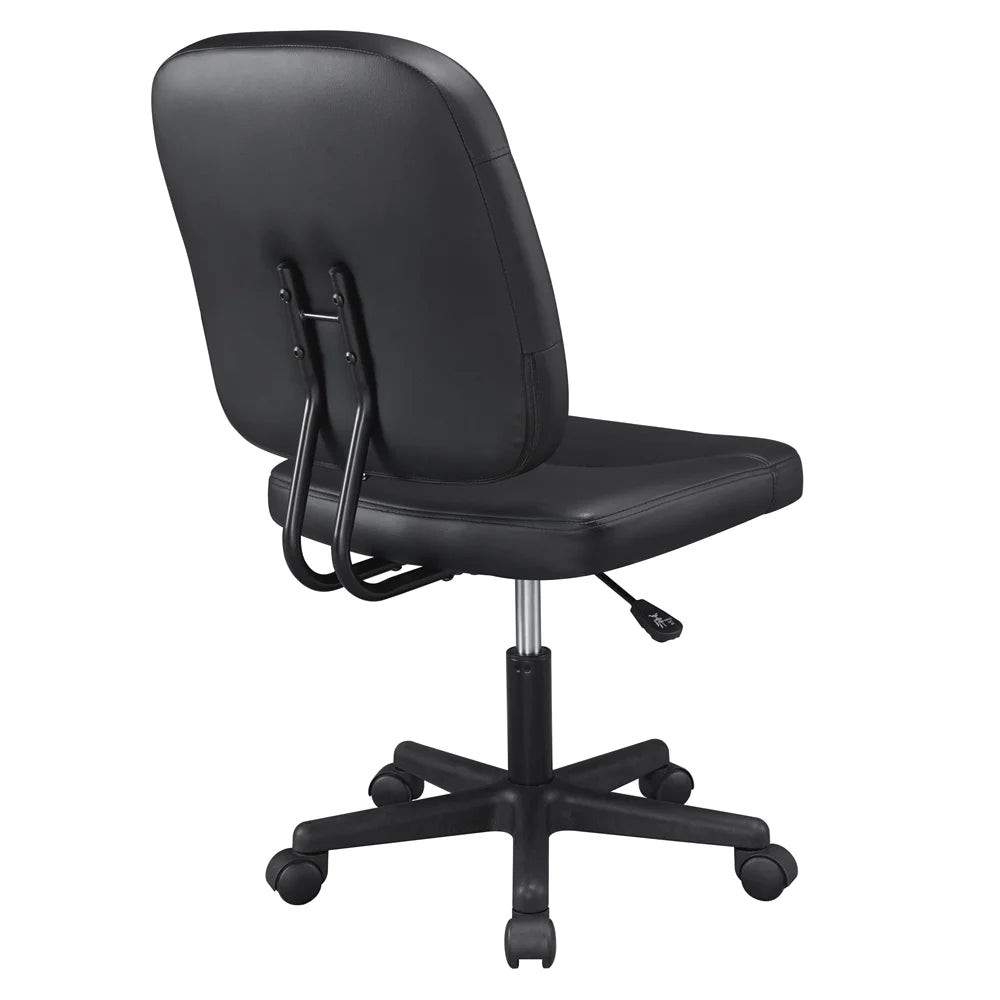 Black Faux Leather Adjustable Armless Office Chair M92105