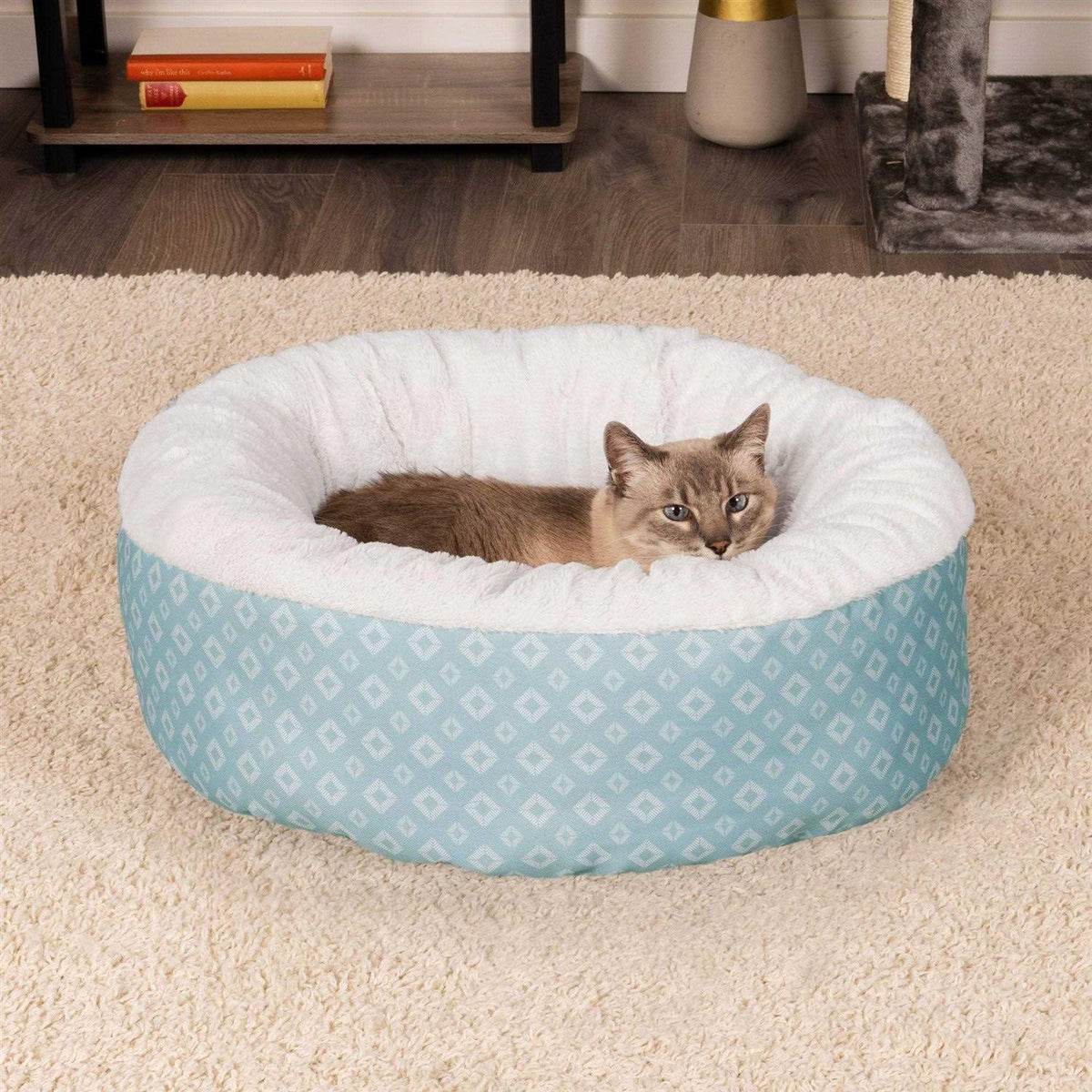 Plush Diamond Print Donut Pet Bed I284