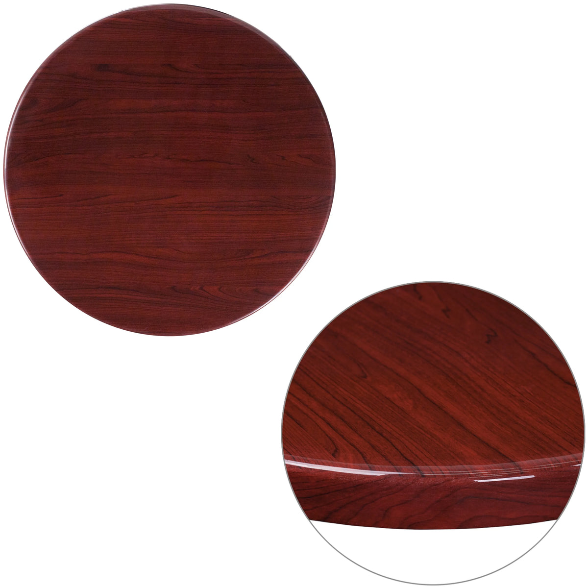 24'' Round High-Gloss Mahogany Resin Table Top J918966