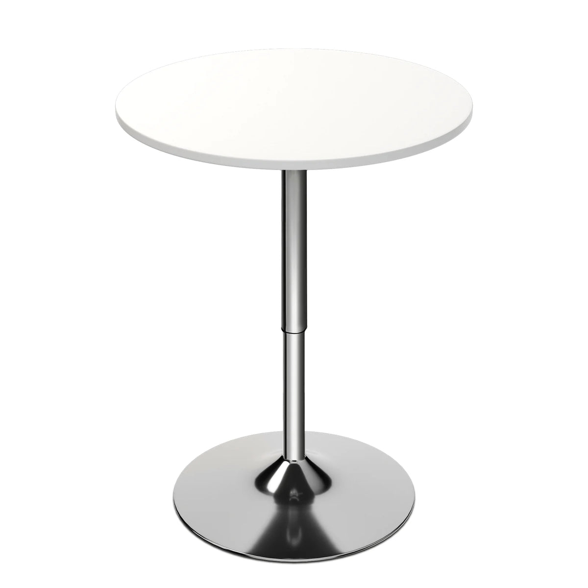 23.6" Round Height-Adjustable Bar Table with Metal Base, White X951896