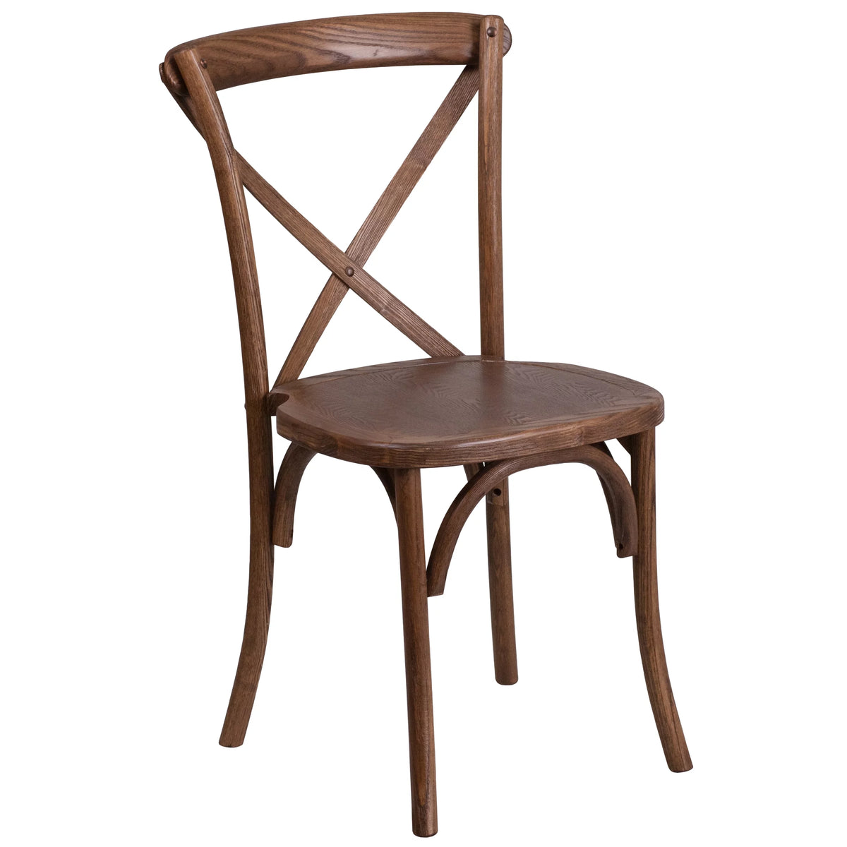 Pecan Wood Cross Back Stackable Chair H1362