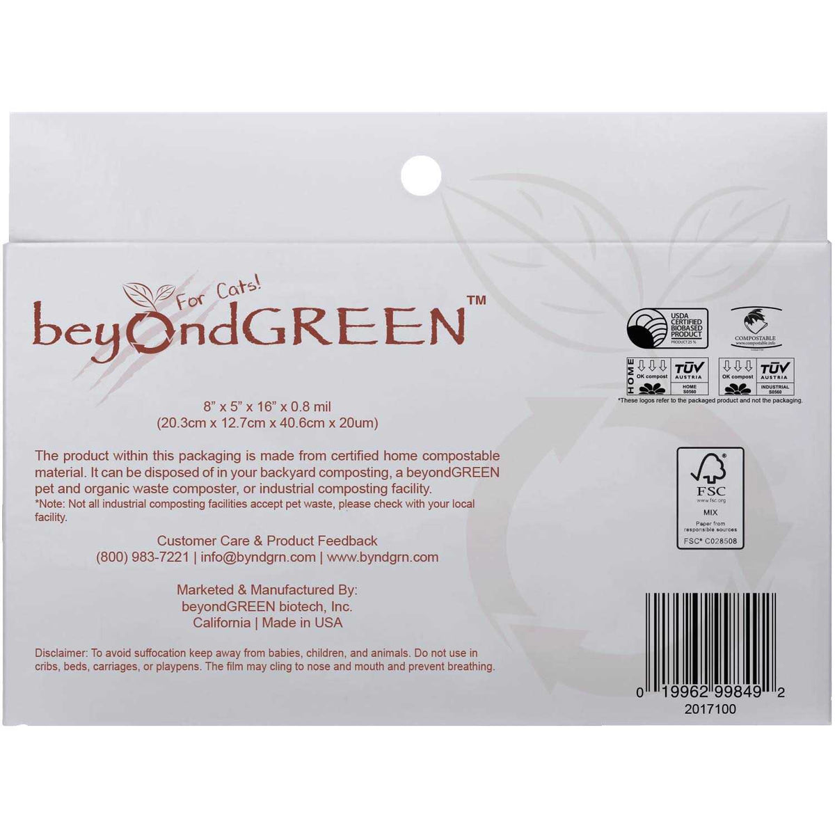 Plant-Based Cat Litter Waste Bags A31404