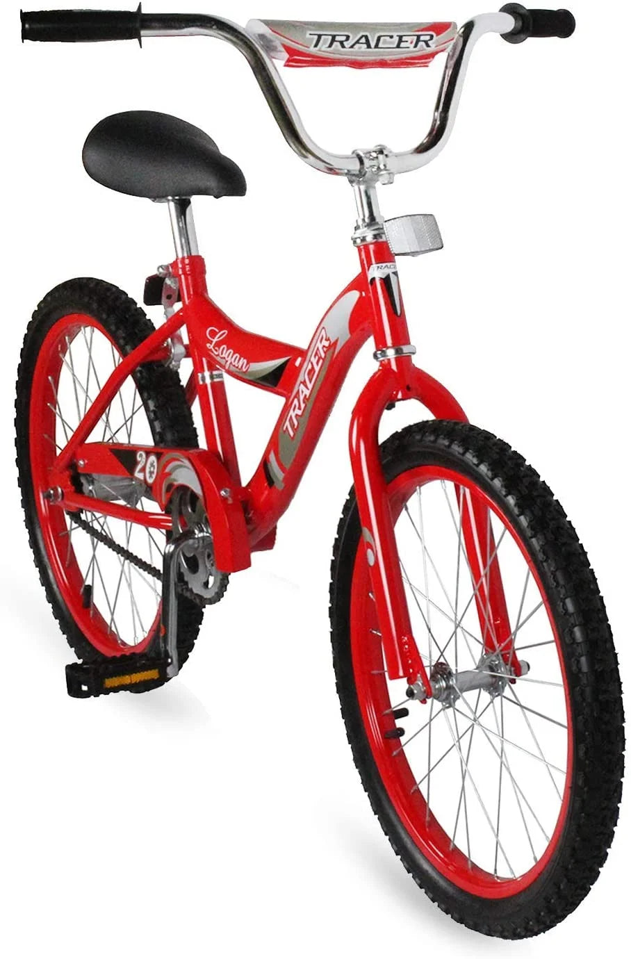20 BMX Bicycle Coaster Brake One Piece Crank Chrome Rims Black Tire Kid's Bike Red P52242