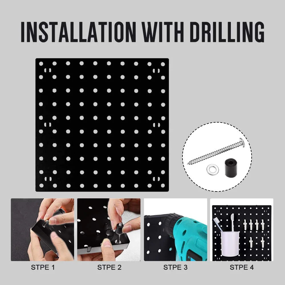 4PCS Plastic Pegboard Wall Organizer Kit M99482
