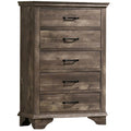 5 Gliding Drawers Rustic Gray Solid Wood Dresser Chest I39963