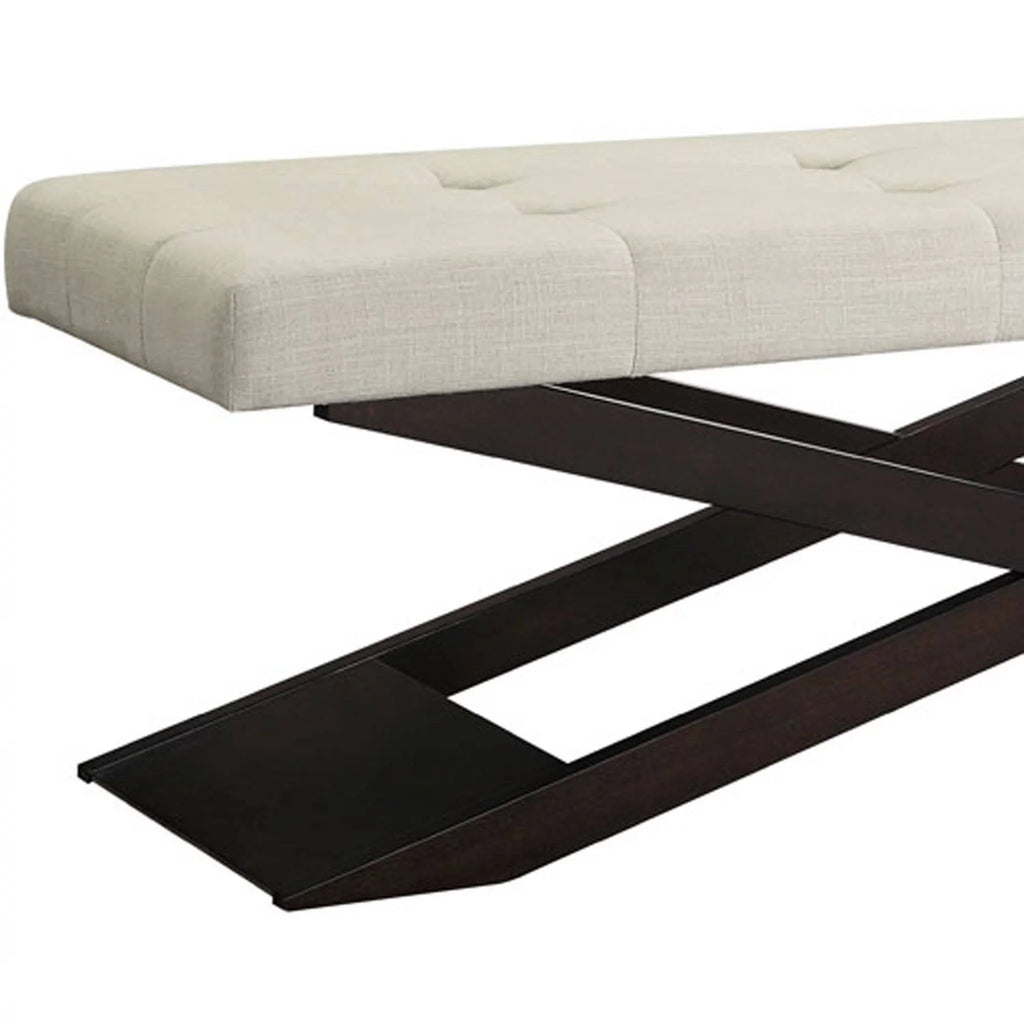 Beige Tufted Upholstered Bench H974
