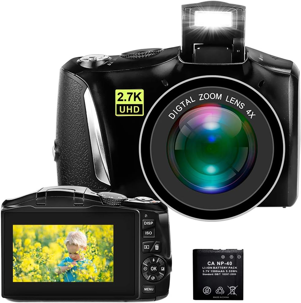 4K 48MP Digital Camera with Webcam, 16X Digital Zoom, Pack of 2 A14378