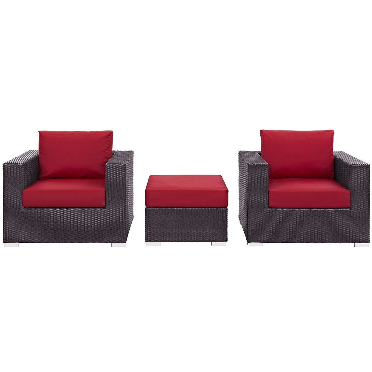 3 Piece Outdoor Patio Sofa Set in Espresso Red L893