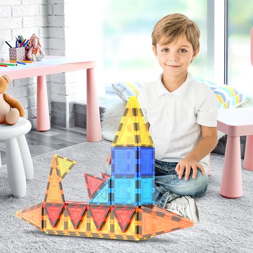 60 Piece Set Clear Magnetic 3D Building Tiles F789025
