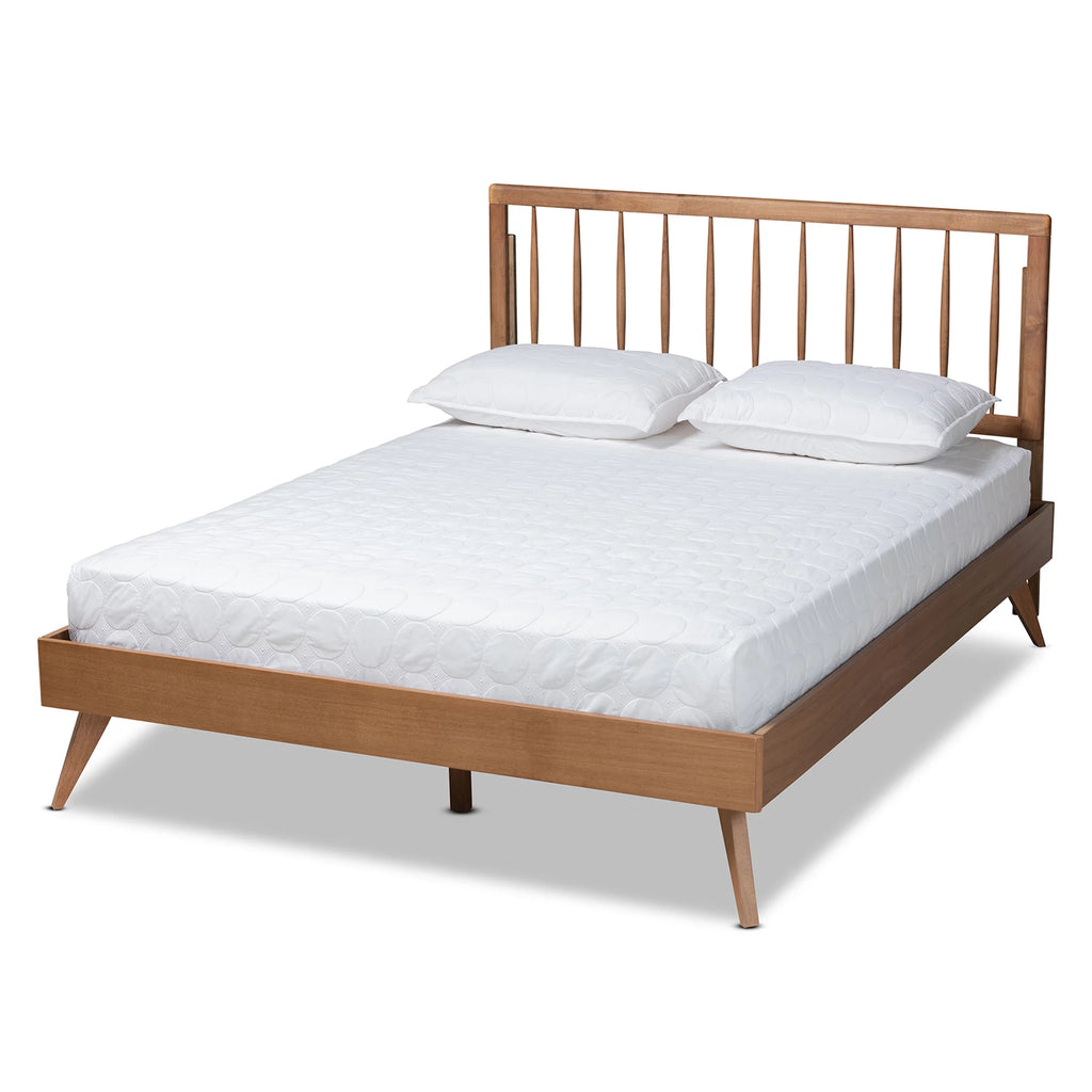 Full Ash Walnut Wood Platform Bed S103822
