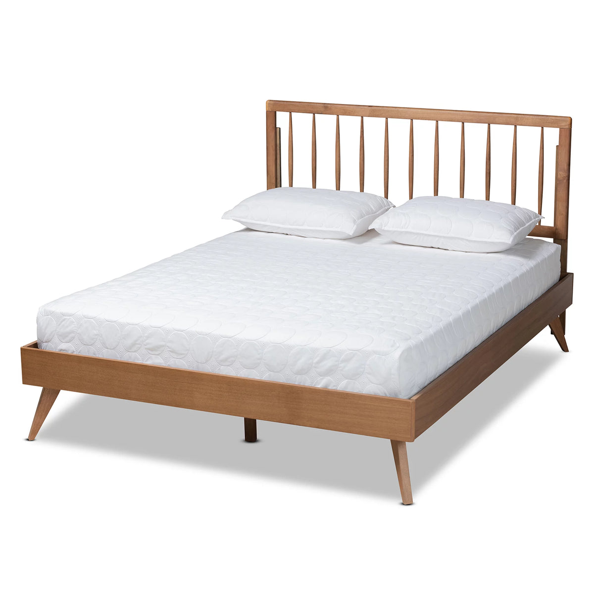 Full Ash Walnut Wood Platform Bed S103822