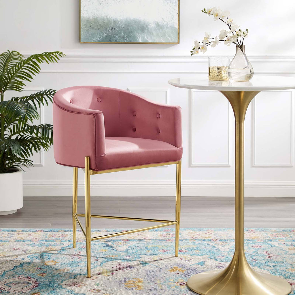 Pink Tufted Performance Velvet Counter Stool R398