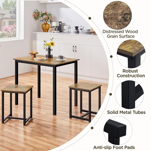 3 Piece Dining Table & Chair Set Gray C9778