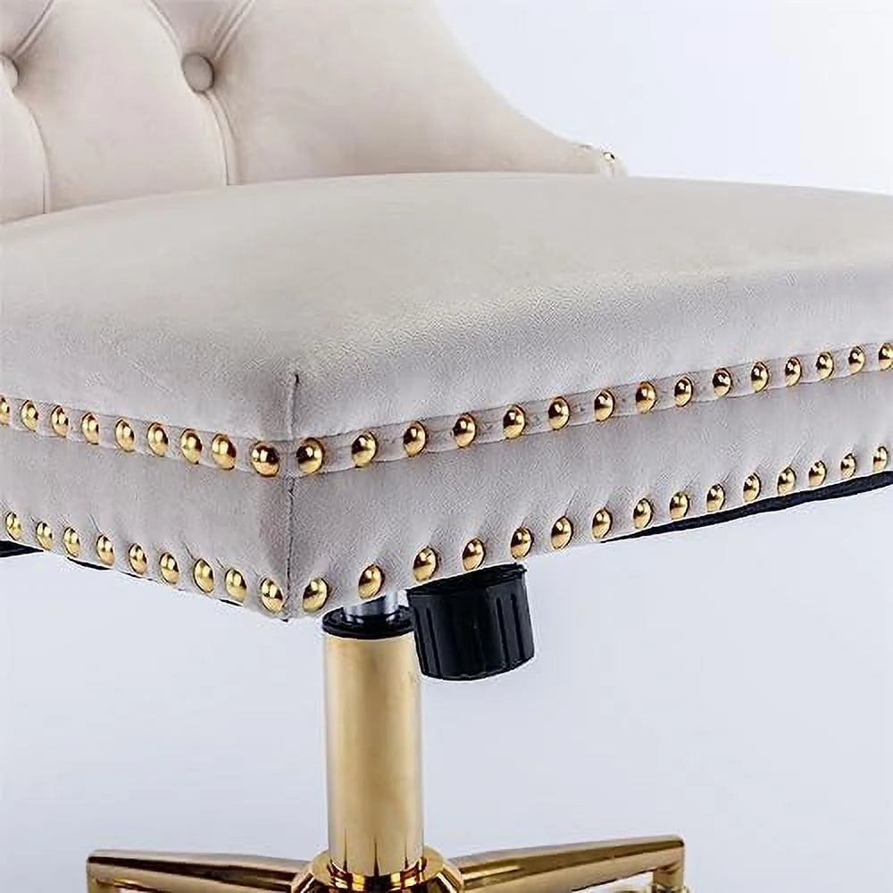 Black Tufted Artificial Rabbit Hair Office Chair with Golden Metal Base R30041