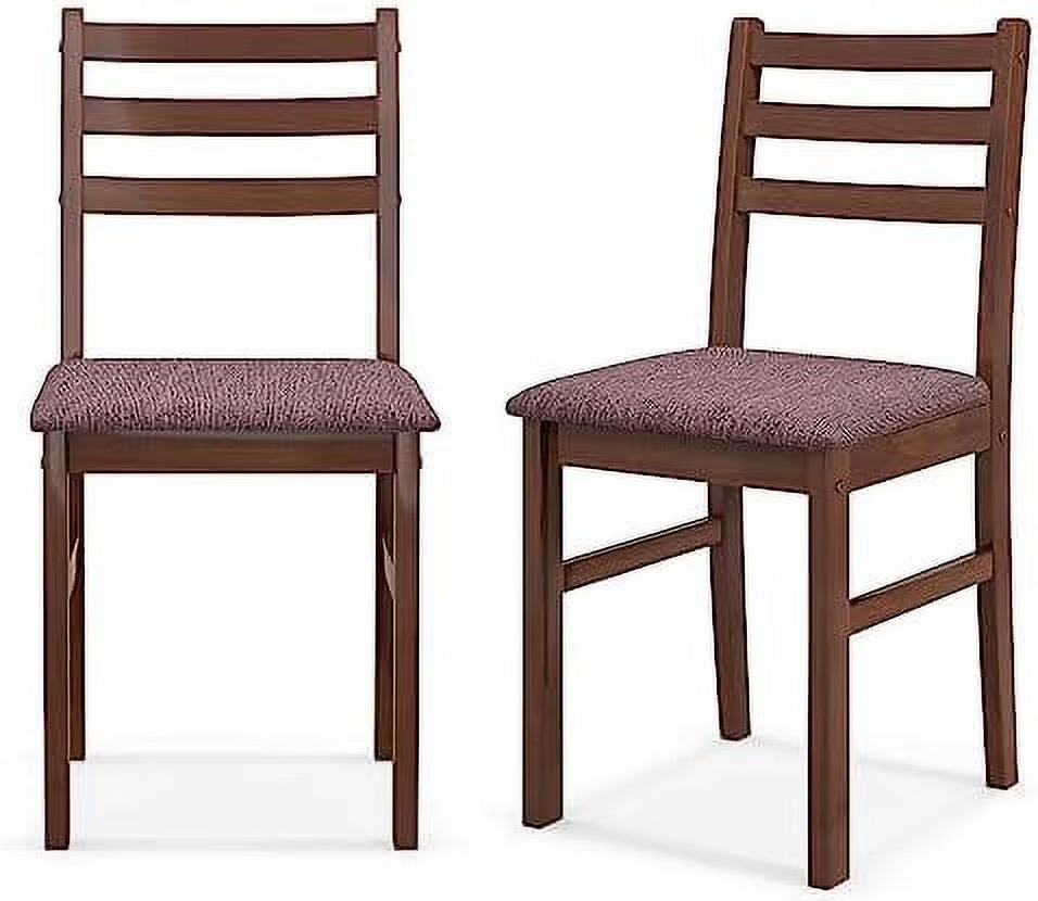 Walnut Wooden Dining Chairs Set of 2 with Padded Seat L63959