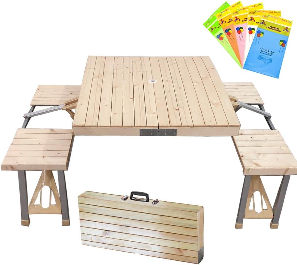 Folding Table and Chairs Set with 4 Seats Wooden A831