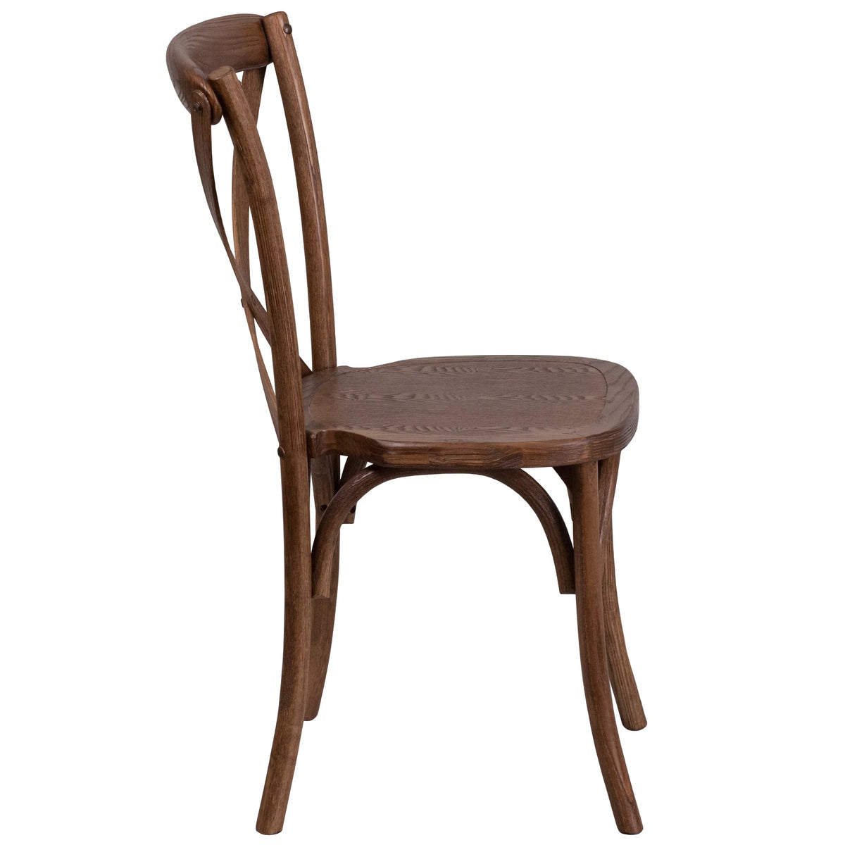 Pecan Wood Cross Back Stackable Chair H1362