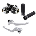 1" Chrome Handlebar Switches Control Horn On/Off Kit Brake Clutch Hand Levers Black CNC Hand Grips D797