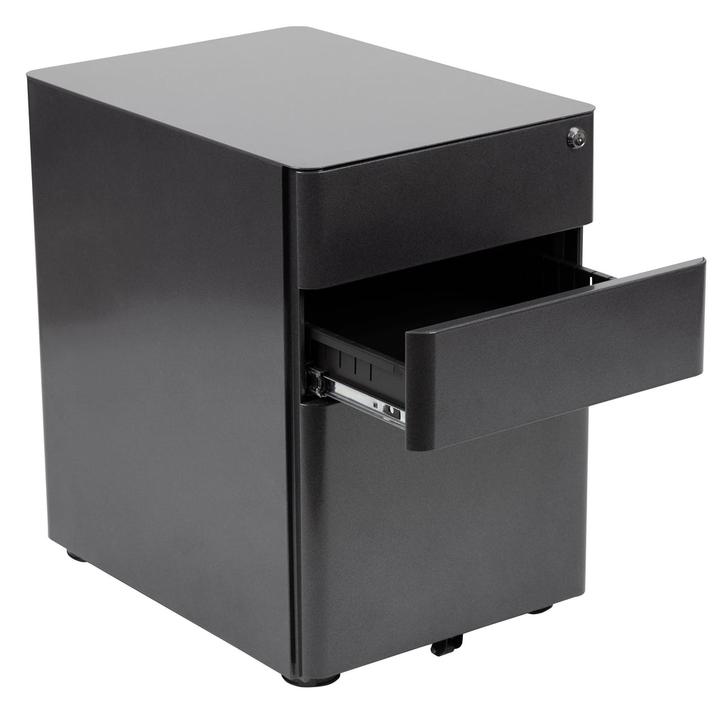 Black 3-Drawer Mobile Locking Filing Cabinet U556887