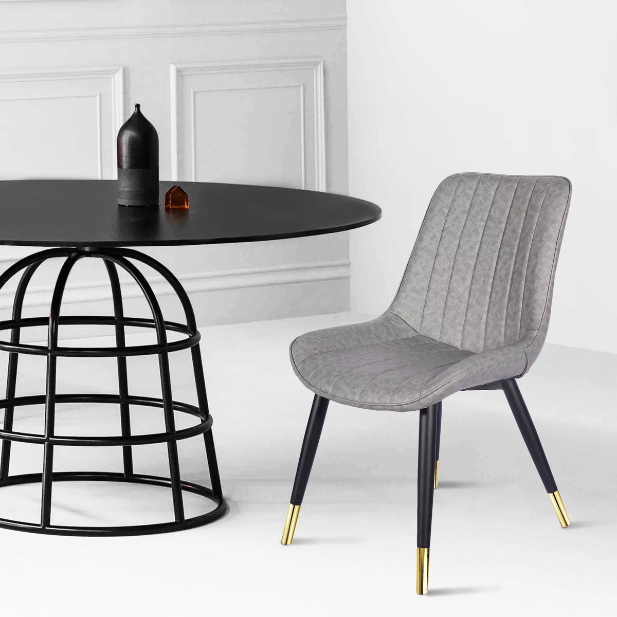 17 inch Retro Armless Dining Chair, Gray Set of 2 X86308