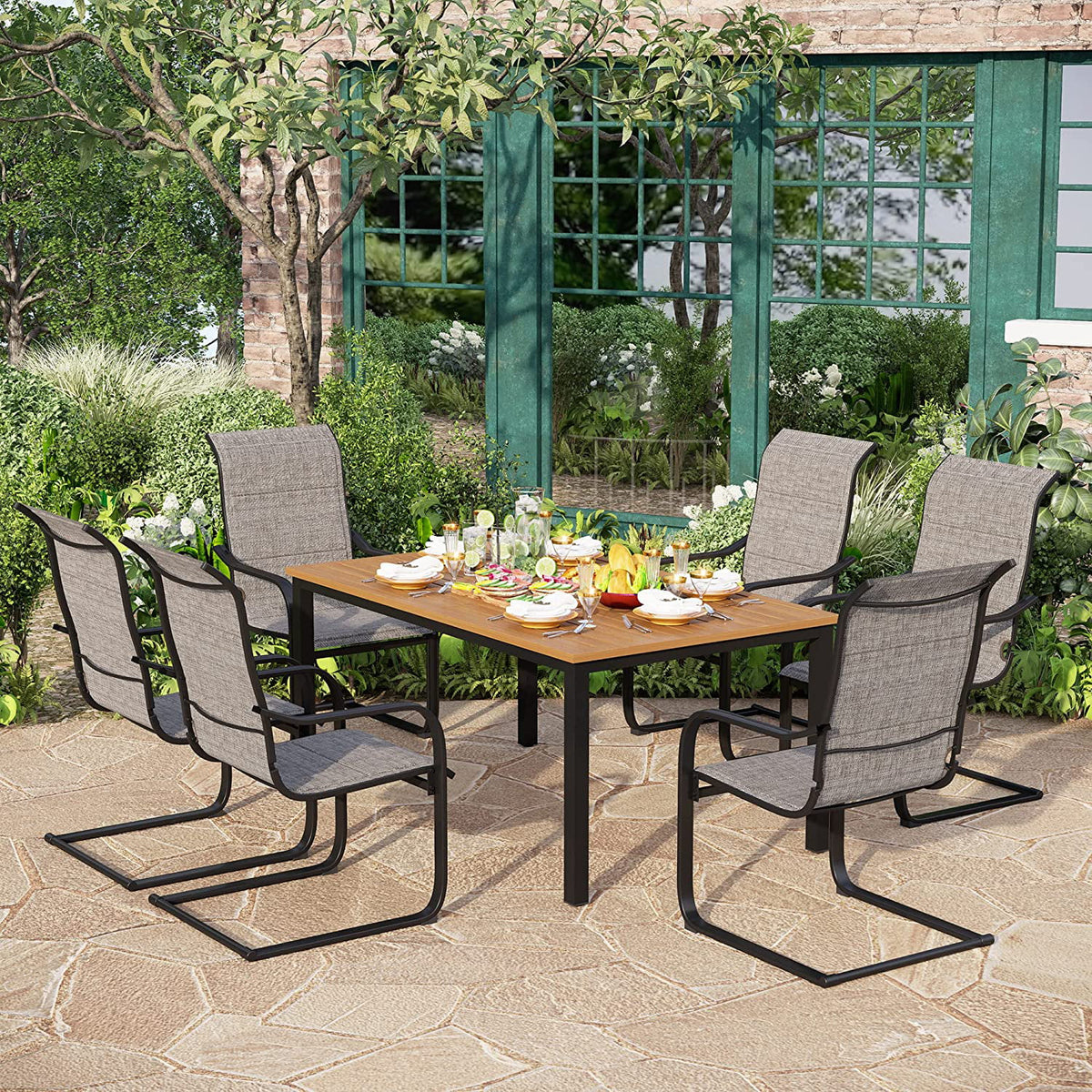 7 Pcs Outdoor Dining Table and Chairs M7343