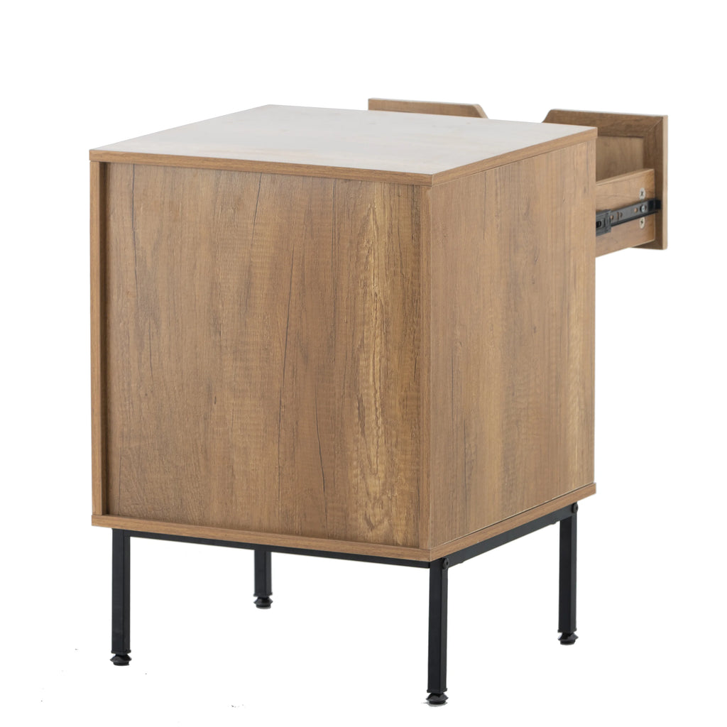 Natural Rattan Nightstand with Metal Legs Z23503