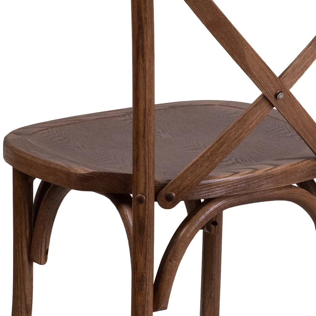 Pecan Wood Cross Back Stackable Chair H1362