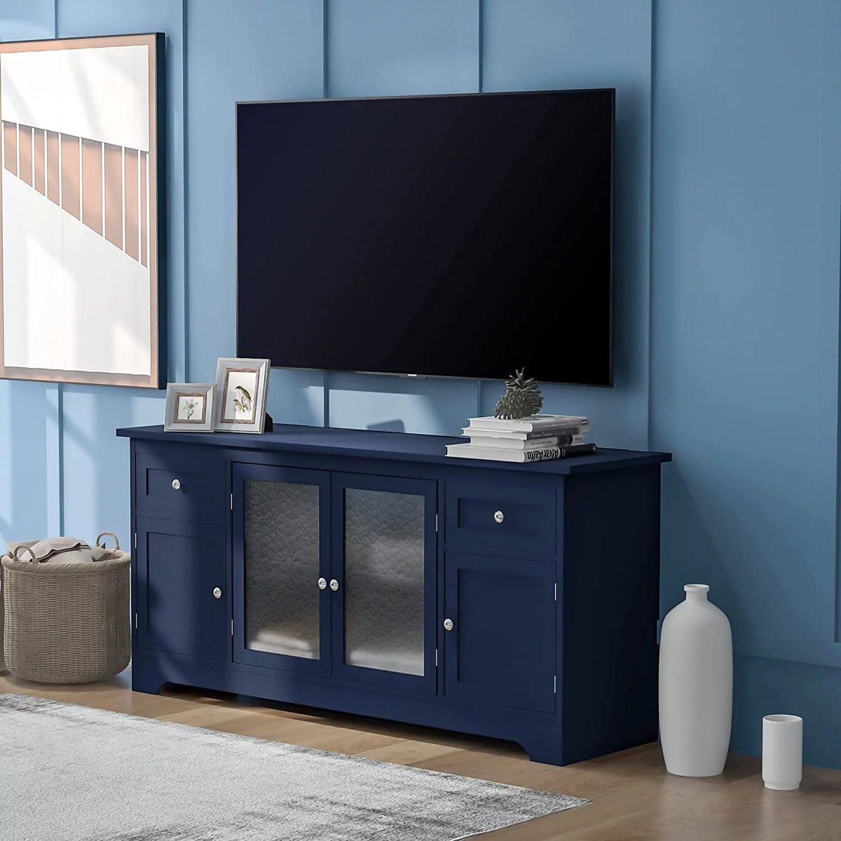 TV Stand with 4 Doors Open Style Cabinet R570
