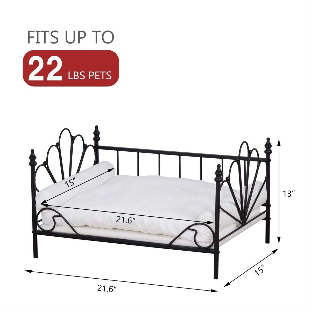 Dog Bed with Metal Frame and White Velvet Cushion Y10846