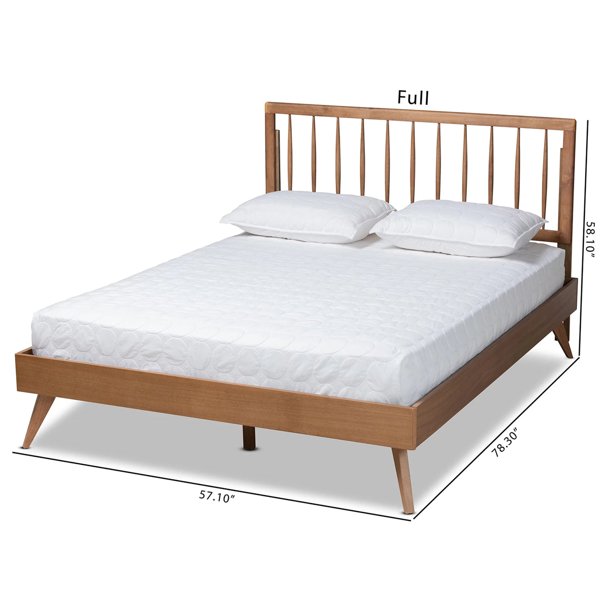 Full Ash Walnut Wood Platform Bed S103822