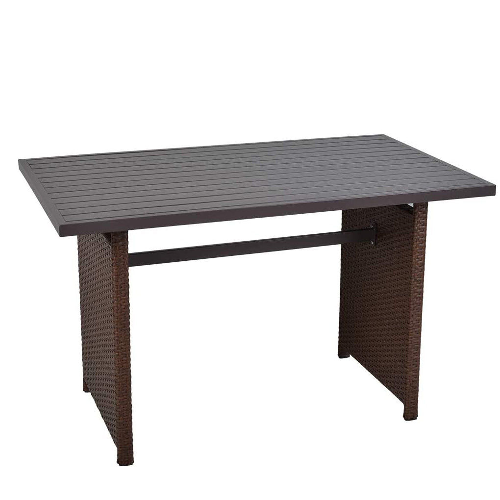 Brown Metal and PE Wicker Patio Dinner Table T86052