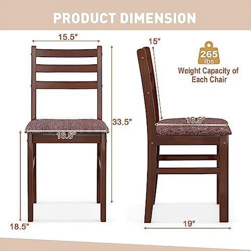 Walnut Wooden Dining Chairs Set of 2 with Padded Seat L63959