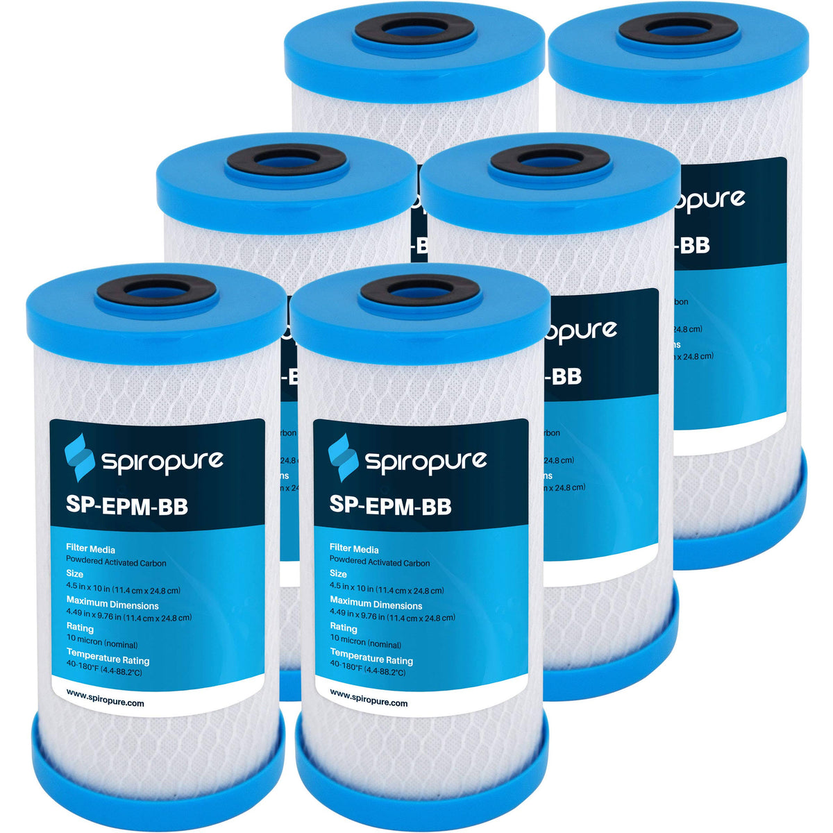 10x4.5 10 Micron NSF Carbon Water Filter Cartridge (6 Pack) D512569