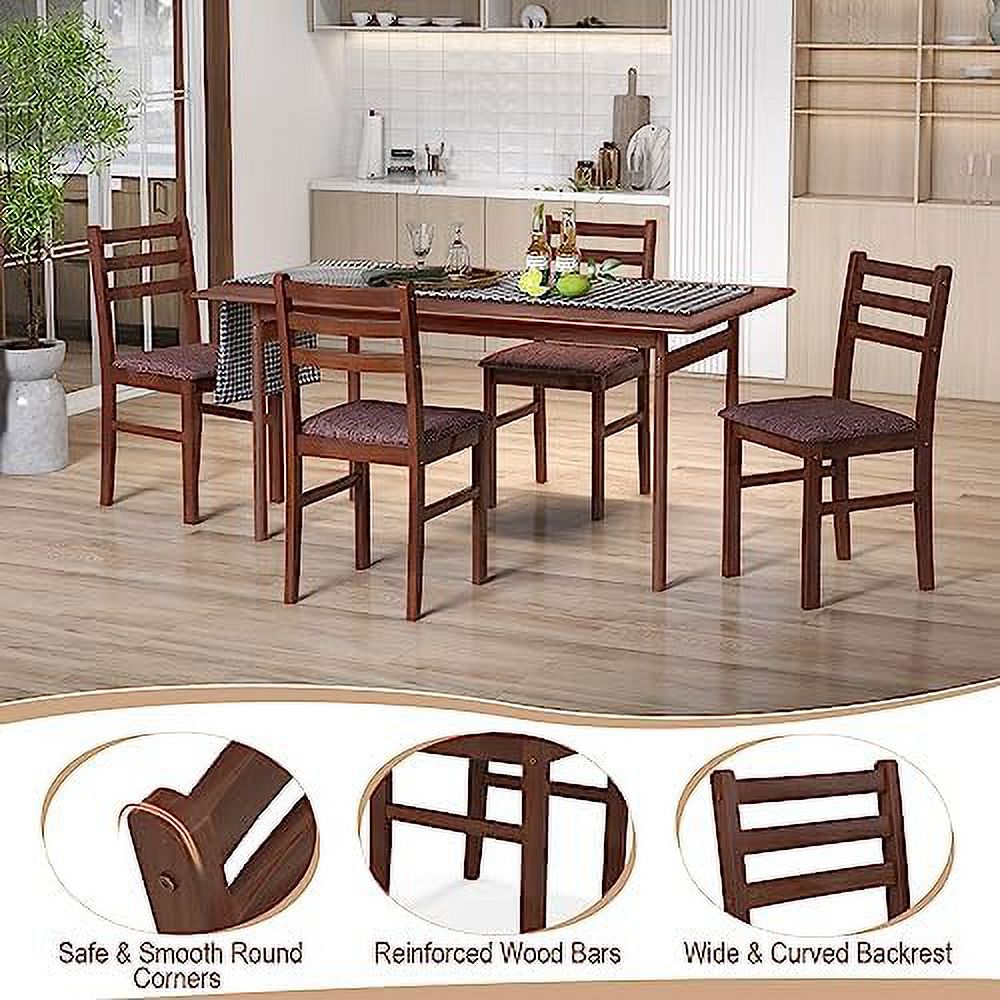 Walnut Wooden Dining Chairs Set of 2 with Padded Seat L63959