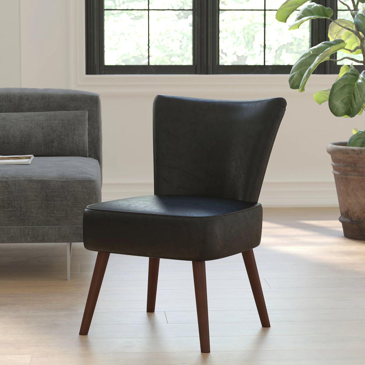 Black LeatherSoft Retro Chair M614646