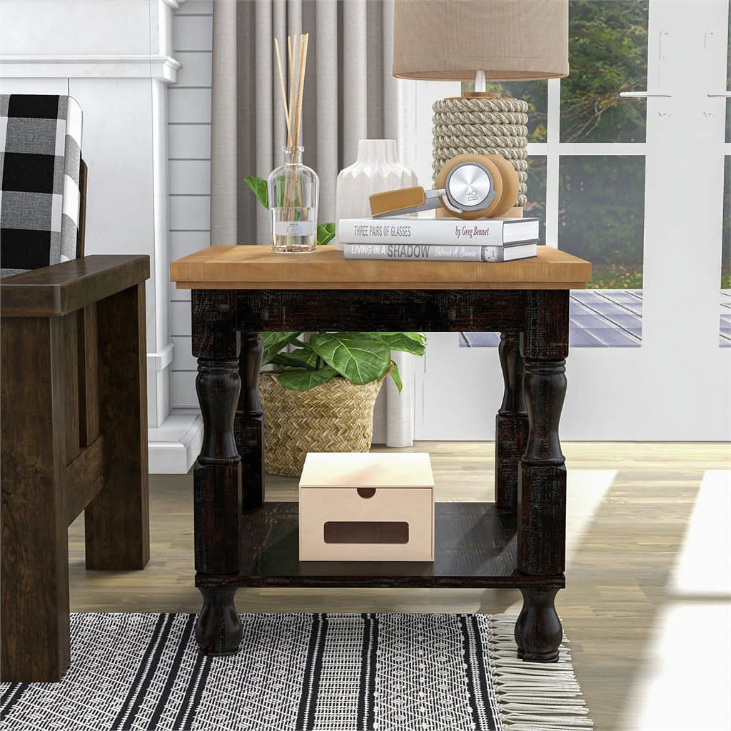 Solid Wood 1-Shelf End Table O52032