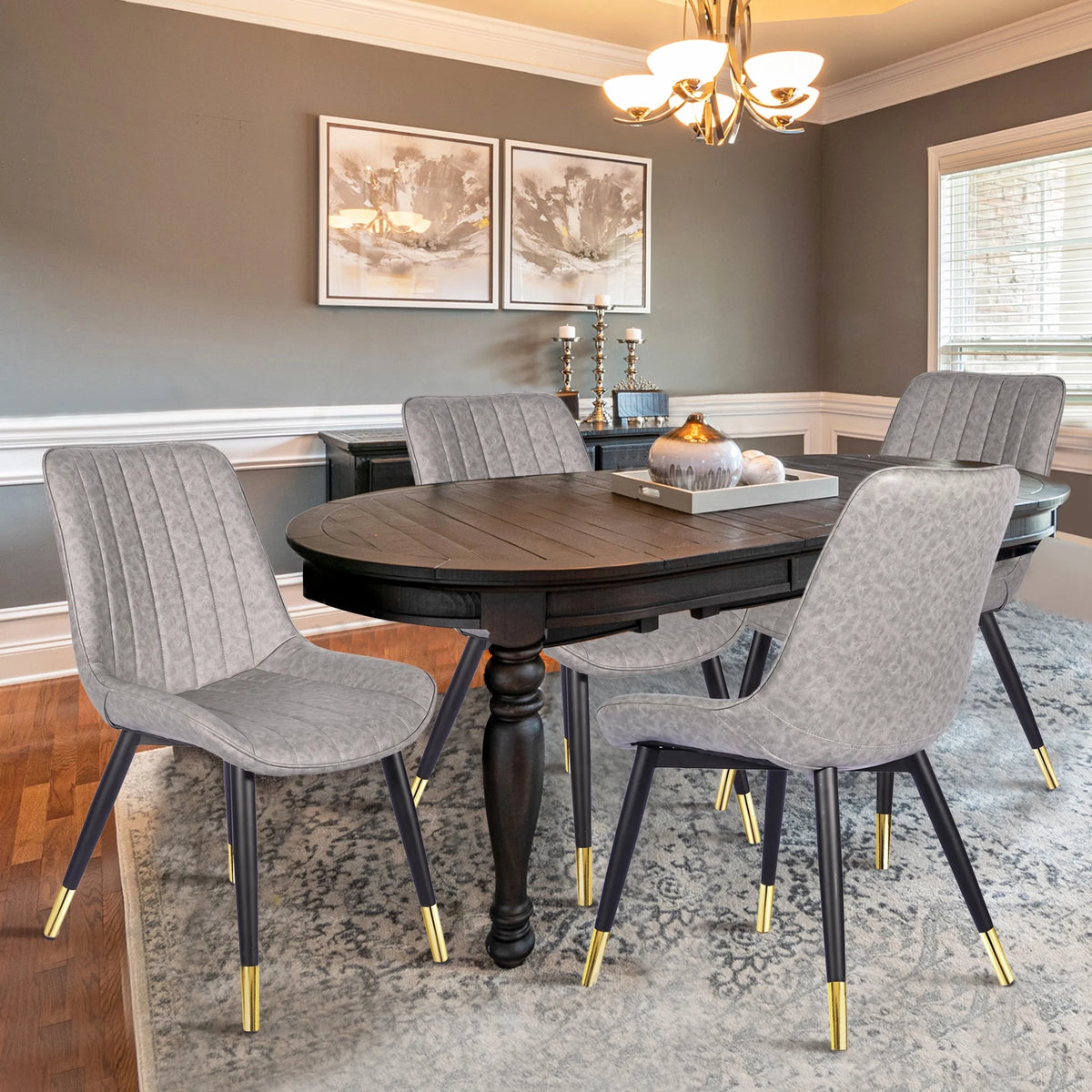 17 inch Retro Armless Dining Chair, Gray Set of 2 X86308
